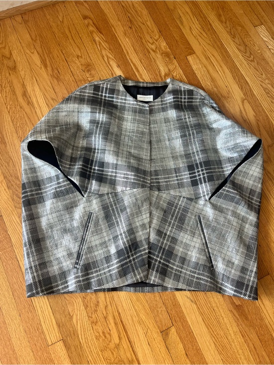 Dries Van Noten Tops - ICONIC DRIES VAN NOTEN METALLIC SILVER PLAID CAPE